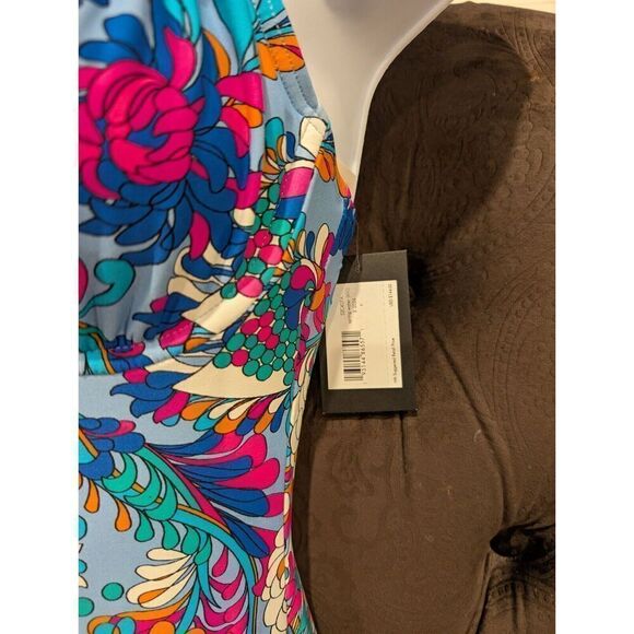 KATE SPADE Cinch Tie Front Soft Underwire Cups Swimsuit SPRING WATER/BLUE S $144 - Picture 3 of 16